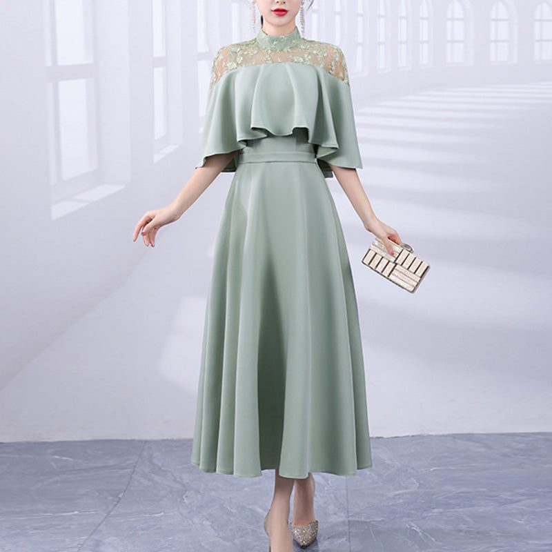 ■Lace cape dress (LL/3L/4L/5L/6L/7L/8L/9L) Custom-made/Occasion/Wedding invitation