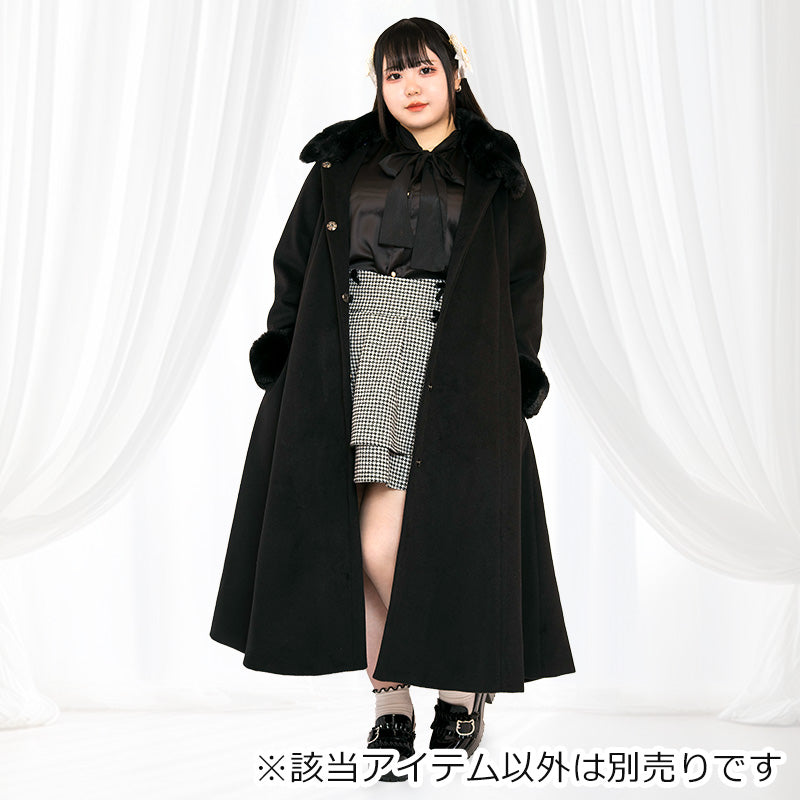 大きいサイズレディースファー&ブローチ付きロング丈コート(3L/4L/5L/6L)/Taberunosky(タベルノスキー)