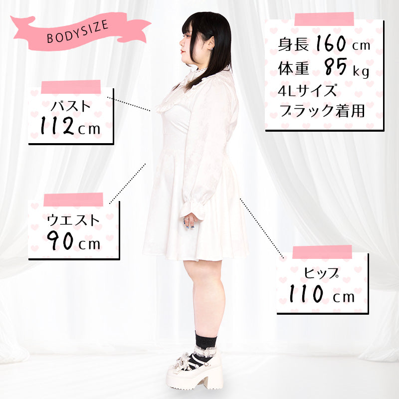 大きいサイズレディース天使ちゃんのジャガードミニ丈ワンピース(3L/4L/5L/6L)/Taberunosky(タベルノスキー)