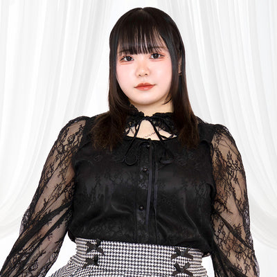 漆黒の小悪魔ちゃんリボンレースカットソー(3L/4L/5L/6L)/Taberunosky(タベルノスキー)