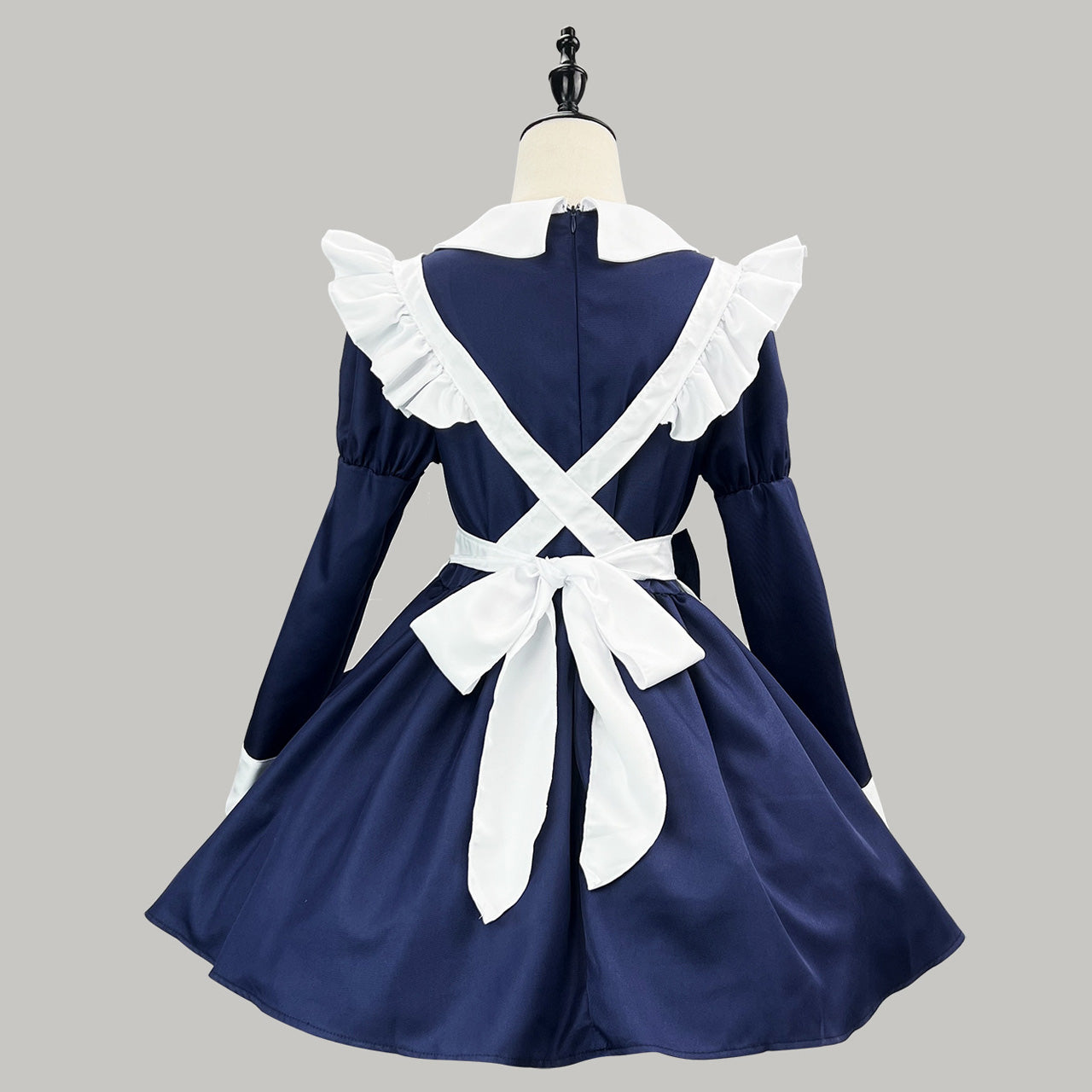 大きいサイズレディースネイビーリボンちゃんのメイドワンピ―ス (M/L/2L/3L/4L/5L/6L)/コスプレ/クリスマス