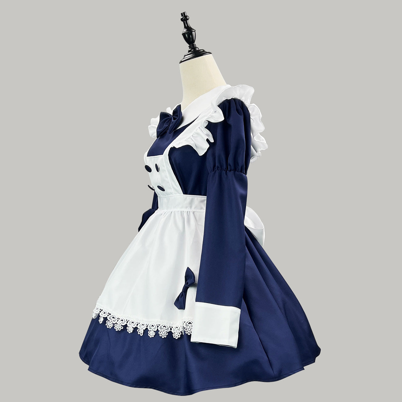 大きいサイズレディースネイビーリボンちゃんのメイドワンピ―ス (M/L/2L/3L/4L/5L/6L)/コスプレ/クリスマス
