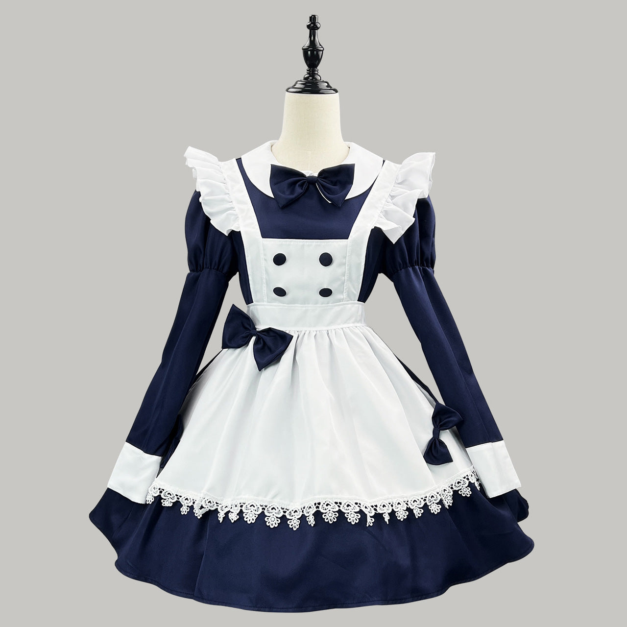 大きいサイズレディースネイビーリボンちゃんのメイドワンピ―ス (M/L/2L/3L/4L/5L/6L)/コスプレ/クリスマス