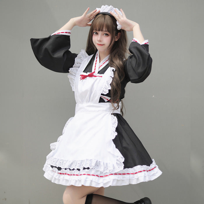 大きいサイズレディース大正レトロ風メイドさんのセットアップ (L/3L/5L)/コスプレ