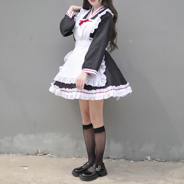 大きいサイズレディース大正レトロ風メイドさんのセットアップ (L/3L/5L)/コスプレ