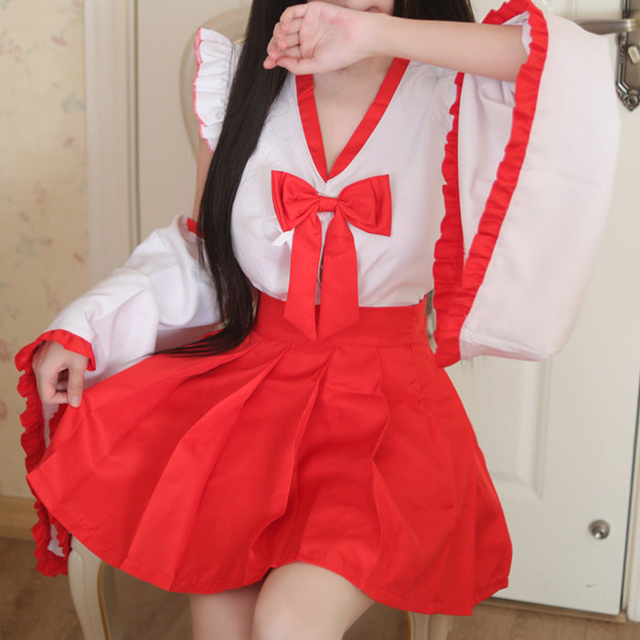 大きいサイズレディース巫女メイドコスチューム (L/LL/3L/4L/5L)/コスプレ