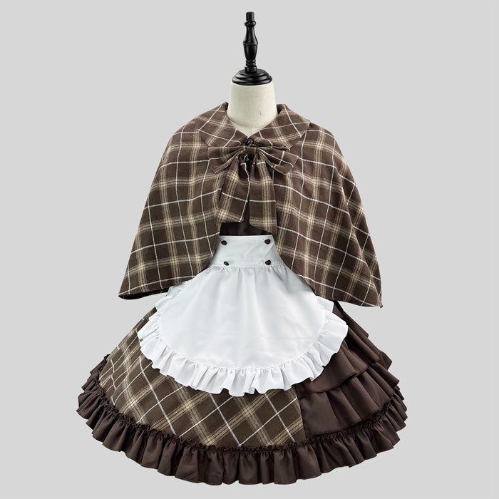 大きいサイズレディースクラシカルチェックの探偵メイドさんコスチューム (M/L/LL/3L/4L/5L/6L)/コスプレ