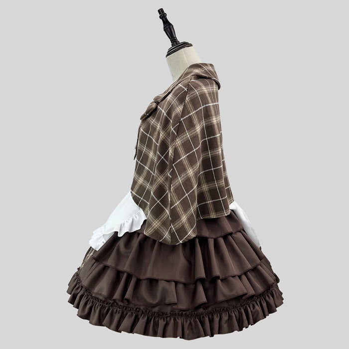 大きいサイズレディースクラシカルチェックの探偵メイドさんコスチューム (M/L/LL/3L/4L/5L/6L)/コスプレ