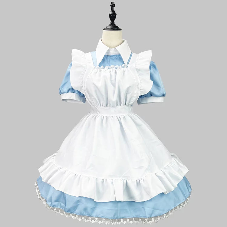 大きいサイズレディースキューティミニフリルメイド服ワンピ―ス (M/L/2L/3L/4L/5L/6L)/コスプレ/ハロウィン