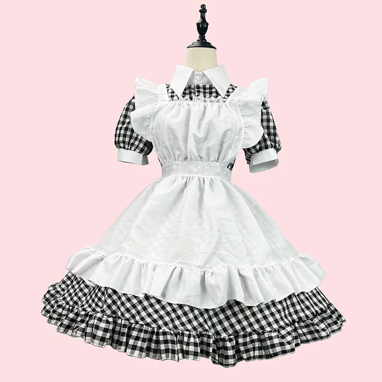 大きいサイズレディースキューティミニフリルメイド服ワンピ―ス (M/L/2L/3L/4L/5L/6L)/コスプレ/ハロウィン