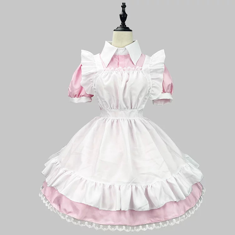 大きいサイズレディースキューティミニフリルメイド服ワンピ―ス (M/L/2L/3L/4L/5L/6L)/コスプレ/ハロウィン