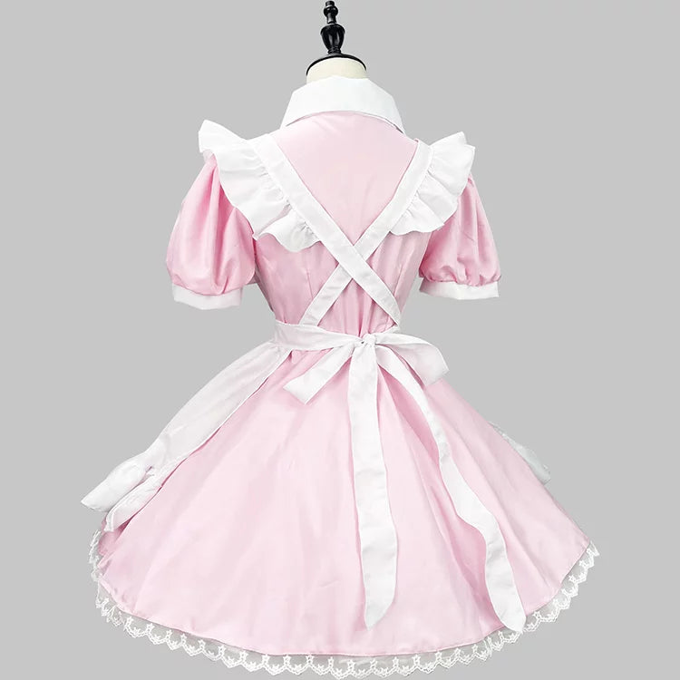 大きいサイズレディースキューティミニフリルメイド服ワンピ―ス (M/L/2L/3L/4L/5L/6L)/コスプレ/ハロウィン