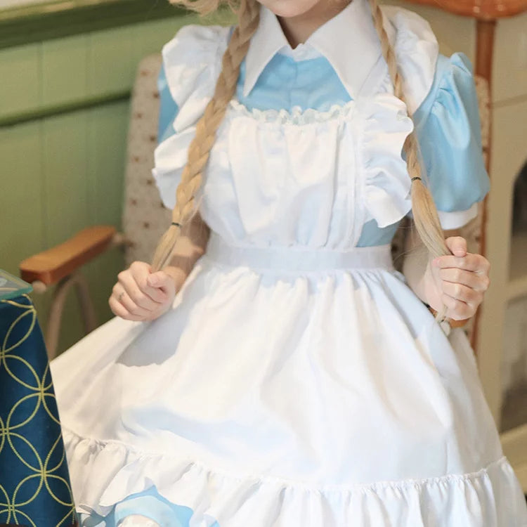 大きいサイズレディースキューティミニフリルメイド服ワンピ―ス (M/L/2L/3L/4L/5L/6L)/コスプレ/ハロウィン