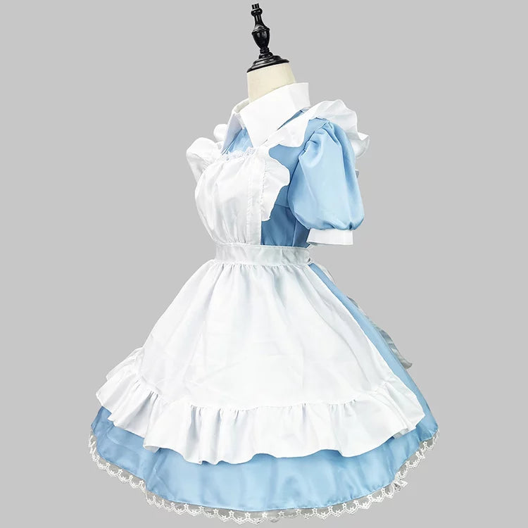 大きいサイズレディースキューティミニフリルメイド服ワンピ―ス (M/L/2L/3L/4L/5L/6L)/コスプレ/ハロウィン