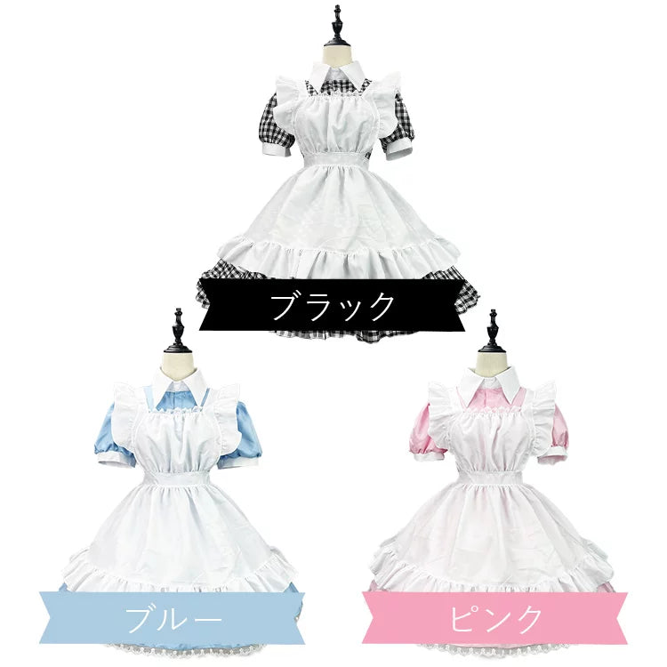 大きいサイズレディースキューティミニフリルメイド服ワンピ―ス (M/L/2L/3L/4L/5L/6L)/コスプレ/ハロウィン