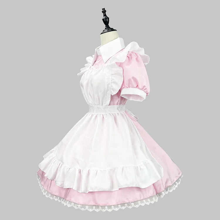 大きいサイズレディースキューティミニフリルメイド服ワンピ―ス (M/L/2L/3L/4L/5L/6L)/コスプレ/ハロウィン