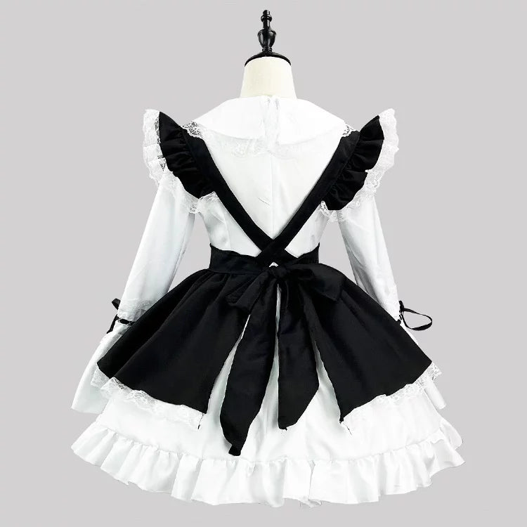 大きいサイズレディースキュートメイド服ワンピ―ス (M/L/2L/3L/4L/5L)/大きいサイズ/コスプレ/ハロウィン/ゴスロリ