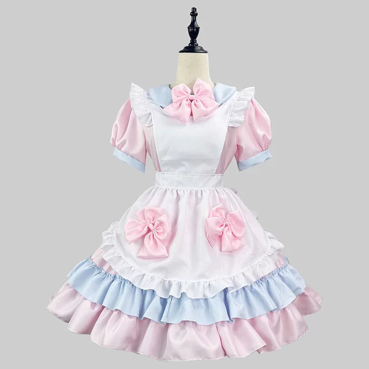 大きいサイズレディースメルトミニフリルメイド服ワンピ―ス (M/L/2L/3L/4L/5L/6L)/コスプレ/ハロウィン