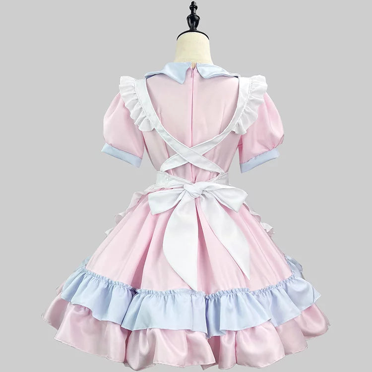 大きいサイズレディースメルトミニフリルメイド服ワンピ―ス (M/L/2L/3L/4L/5L/6L)/コスプレ/ハロウィン