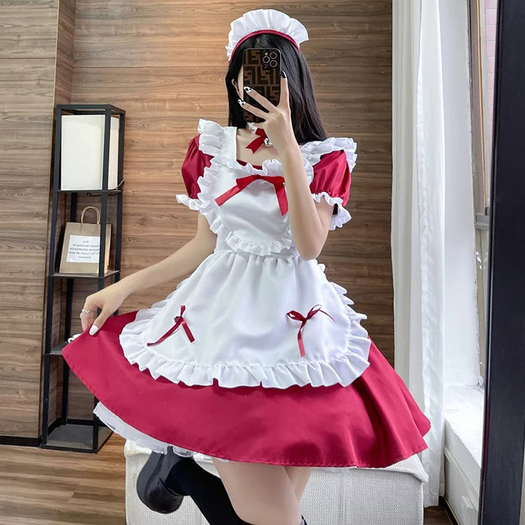 大きいサイズレディースハートミニメイド服ワンピ―ス (M/L/2L/3L/4L/5L/6L)/コスプレ/ハロウィン
