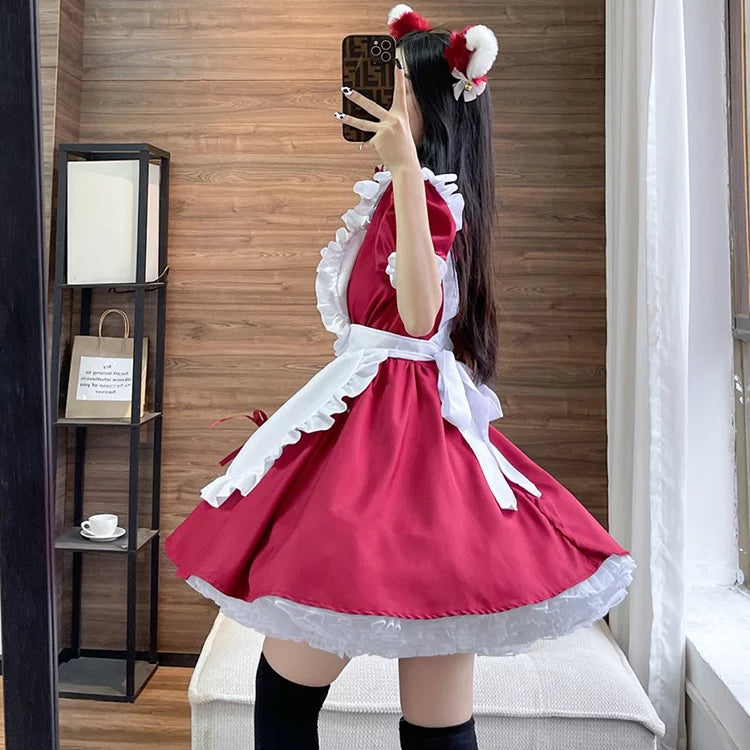 大きいサイズレディースハートミニメイド服ワンピ―ス (M/L/2L/3L/4L/5L/6L)/コスプレ/ハロウィン