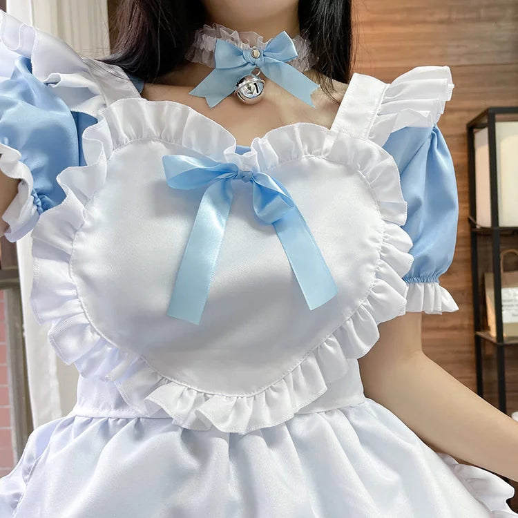 大きいサイズレディースハートミニメイド服ワンピ―ス (M/L/2L/3L/4L/5L/6L)/コスプレ/ハロウィン