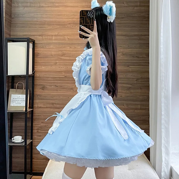 大きいサイズレディースハートミニメイド服ワンピ―ス (M/L/2L/3L/4L/5L/6L)/コスプレ/ハロウィン
