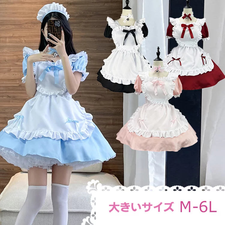 プリティメイド服ワンピ―ス (2L/3L/4L)/大きいサイズ/コスプレ/ハロウィン/ブラック