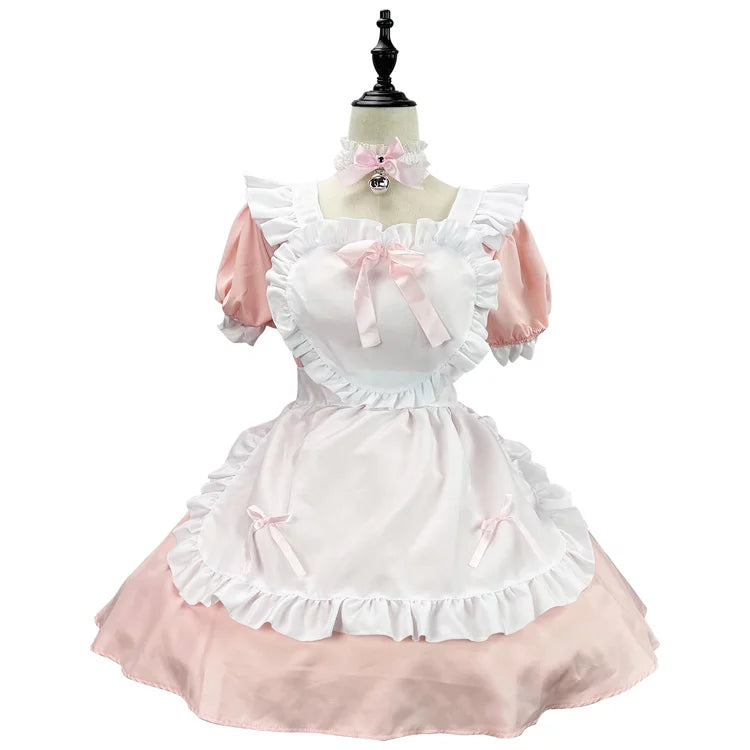大きいサイズレディースハートミニメイド服ワンピ―ス (M/L/2L/3L/4L/5L/6L)/コスプレ/ハロウィン