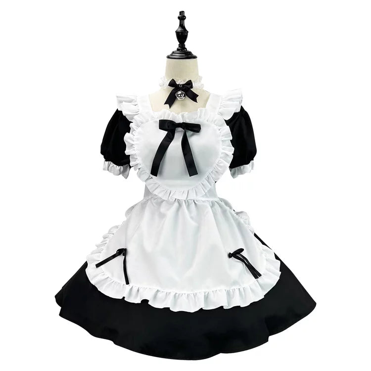 大きいサイズレディースハートミニメイド服ワンピ―ス (M/L/2L/3L/4L/5L/6L)/コスプレ/ハロウィン