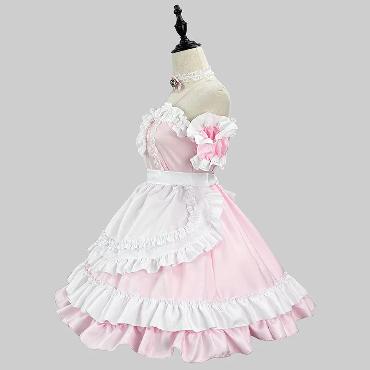 大きいサイズレディースオフショルミニメイド服ワンピ―ス (M/L/2L/3L/4L/5L/6L)/コスプレ/ハロウィン (M/L/2L/3L/4L/5L/6L)/コスプレ/ハロウィン