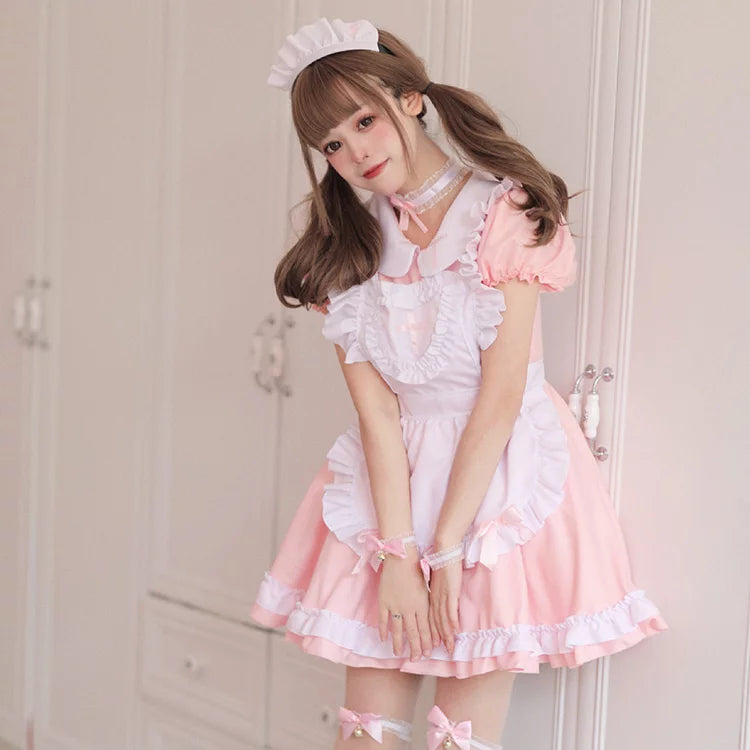 コットンキャンディメイド服ワンピ―ス (M/L/2L/3L/4L/5L/6L)/コスプレ/ハロウィン/ピンク