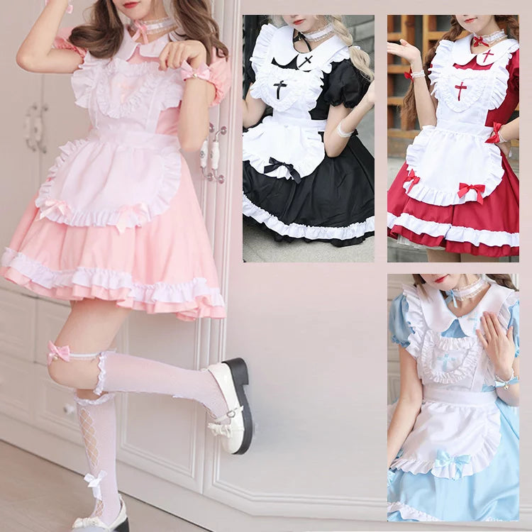 コットンキャンディメイド服ワンピ―ス (M/L/2L/3L/4L/5L/6L)/コスプレ/ハロウィン/全色