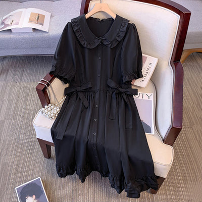 フリル襟リボン付きクラシカルワンピース(3L/4L/5L/6L/7L)