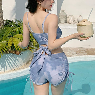 ぽっちゃりさん専用雲空グラデの体型カバー3点セット水着・スイムウェア(L/2L/3L/4L/5L)