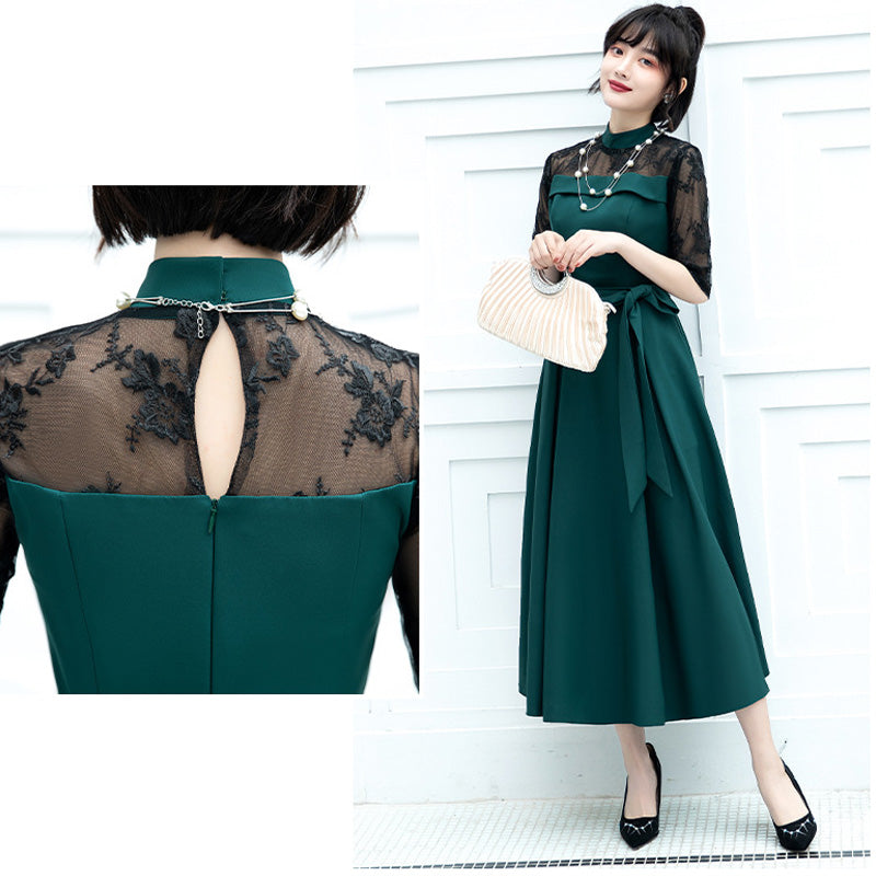 ■Elegant lace docking dress (LL/3L/4L/5L/6L/7L/8L/9L) Custom-made/Occasion/Wedding invitation