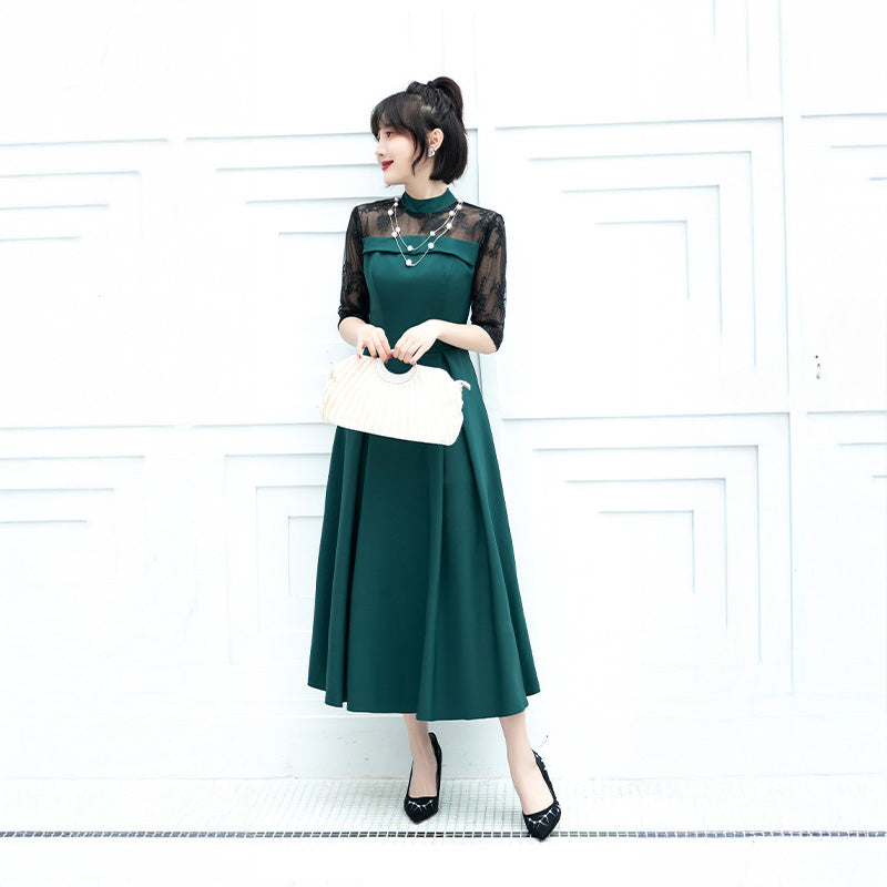 ■Elegant lace docking dress (LL/3L/4L/5L/6L/7L/8L/9L) Custom-made/Occasion/Wedding invitation