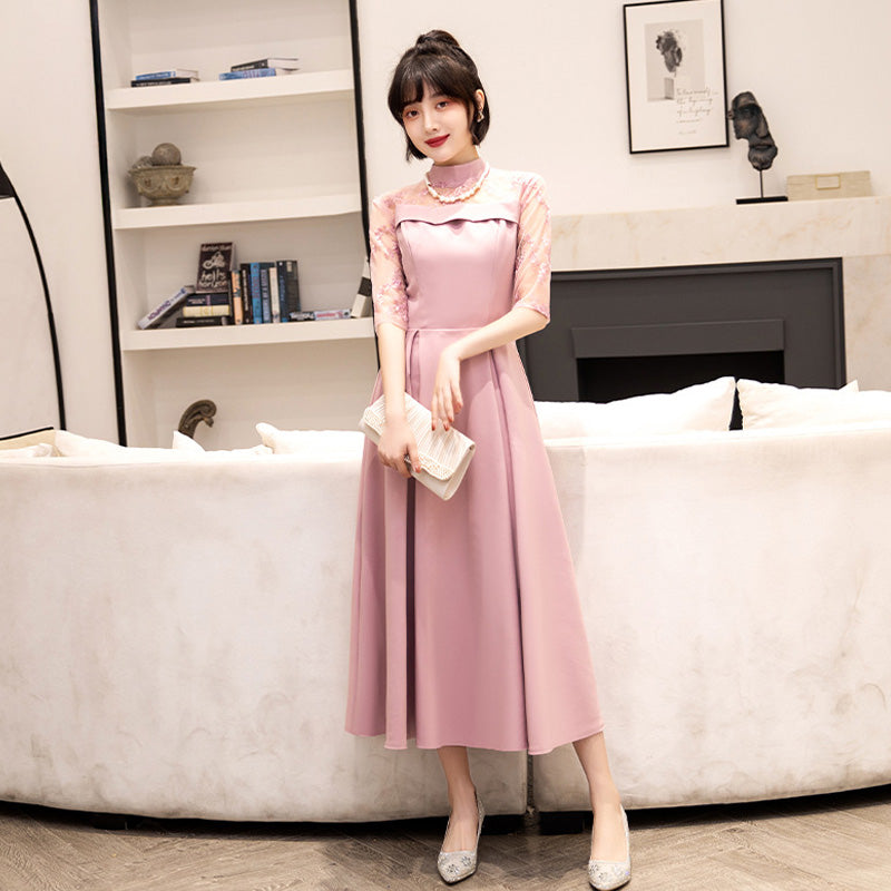 ■Elegant lace docking dress (LL/3L/4L/5L/6L/7L/8L/9L) Custom-made/Occasion/Wedding invitation