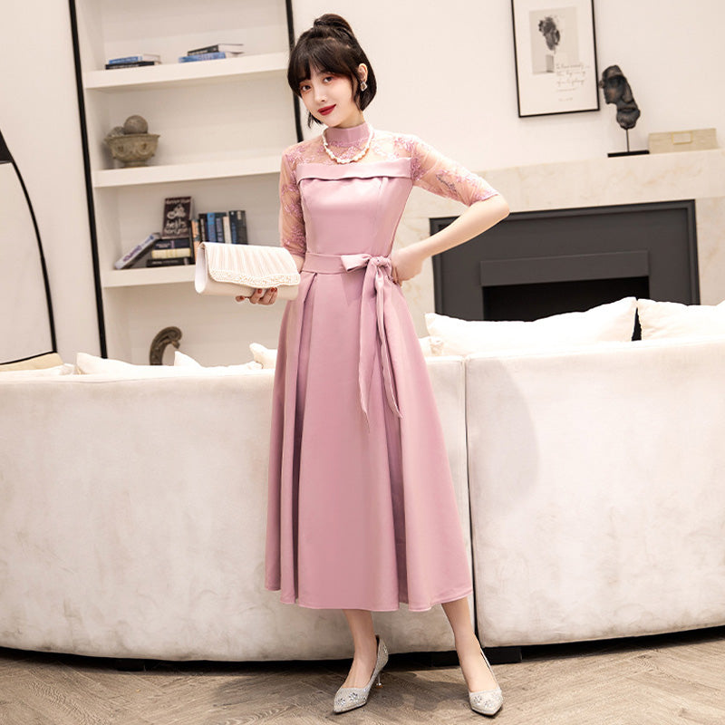 ■Elegant lace docking dress (LL/3L/4L/5L/6L/7L/8L/9L) Custom-made/Occasion/Wedding invitation