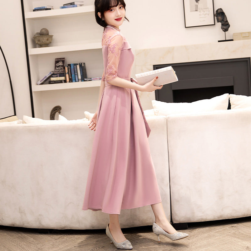 ■Elegant lace docking dress (LL/3L/4L/5L/6L/7L/8L/9L) Custom-made/Occasion/Wedding invitation