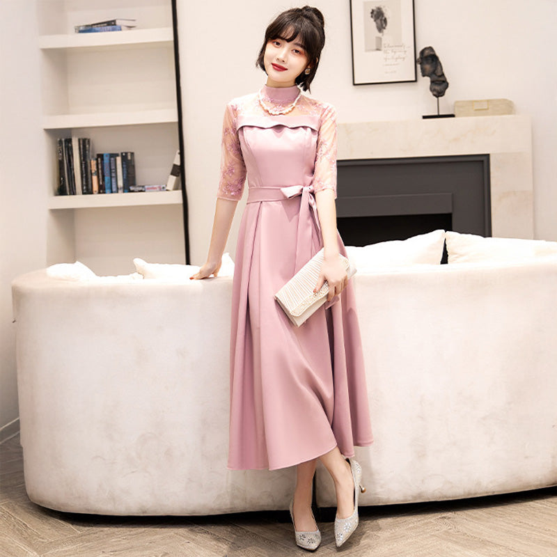 ■Elegant lace docking dress (LL/3L/4L/5L/6L/7L/8L/9L) Custom-made/Occasion/Wedding invitation