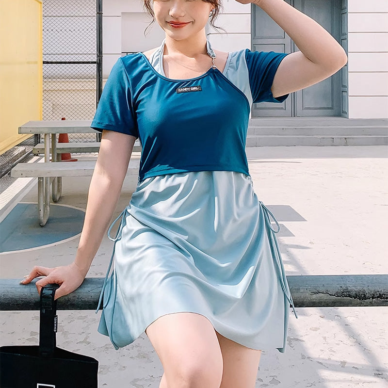 大きいサイズ ぽっちゃり水着ぽっちゃりさん専用Candy Girl フェイクレイヤードぽっちゃり水着・スイムウェア(3L/4L/5L/6L/7L)