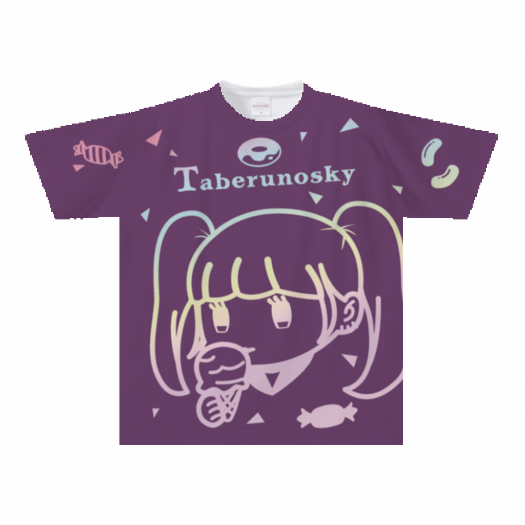 大きいサイズぽっちゃり≪受注生産≫フルグラフィックTシャツ(yum-yum girL)オリジナルイラスト4L着用