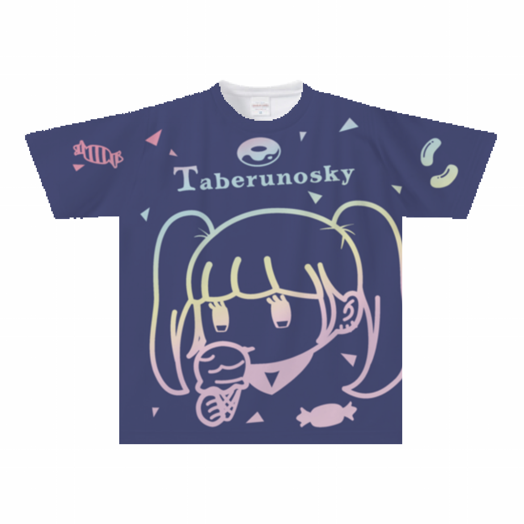 大きいサイズぽっちゃり≪受注生産≫フルグラフィックTシャツ(yum-yum girL)オリジナルイラスト4L着用