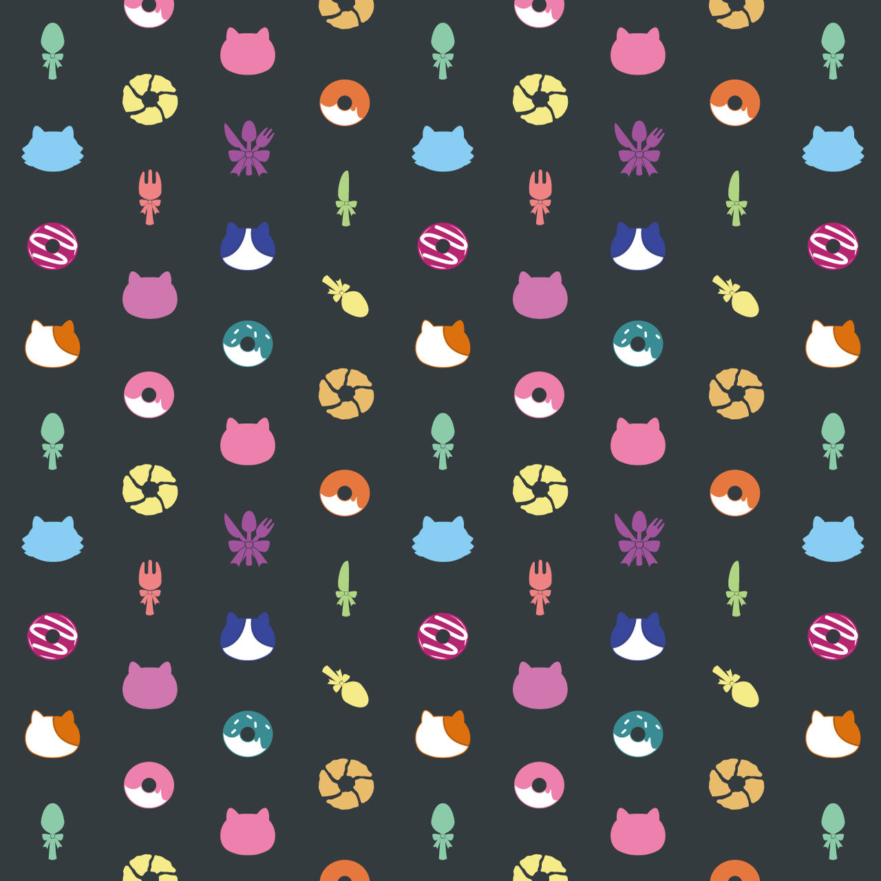 大きいサイズぽっちゃり≪受注生産≫フルグラフィックTシャツ(hungry cats pattern)オリジナルイラスト4L着用