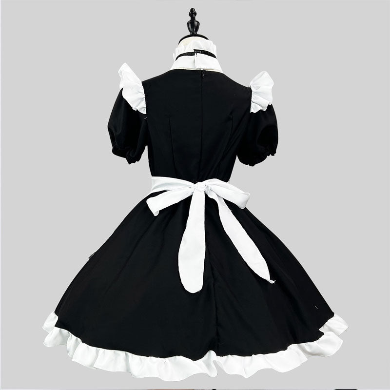 大きいサイズレディースネクタイ付きキュートメイド服ワンピース (M/L/2L/3L/4L/5L/6L)/コスプレ/ハロウィン