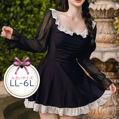 バッグリボンフリルワンピース水着スイムウェア(2L/3L/4L/5L/6L)