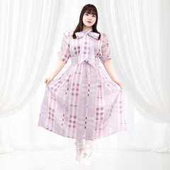 Parfum Check Dress, Pink (3L/4L/5L/6L) / Taberunosky