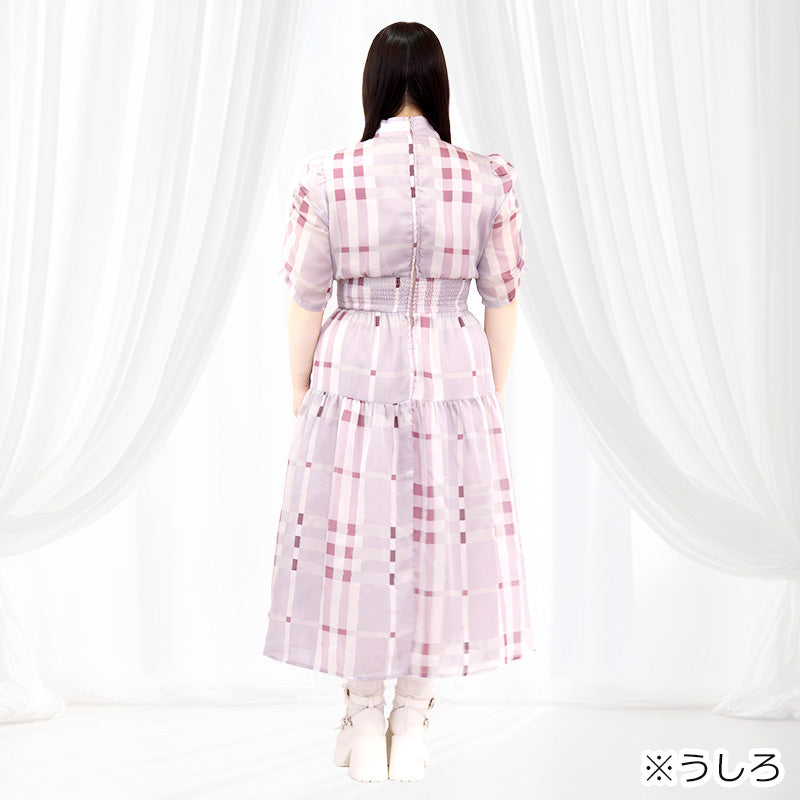 大きいサイズレディースパルファムチェック・ワンピース ピンク(3L/4L/5L/6L)/Taberunosky(タベルノスキー)