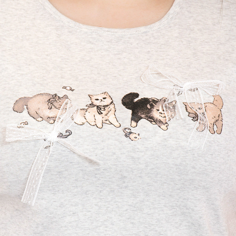 ねこさんの女児風Tシャツ(3L/4L/5L)/Taberunosky(タベルノスキー)
